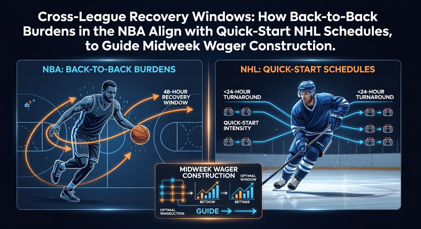 NBA players recovering after back-to-back games while NHL teams prepare for quick starts in a busy schedule graphic