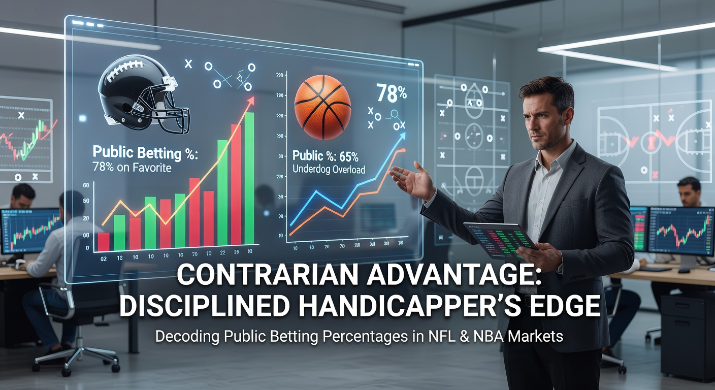 Chart showing public betting percentages across NFL and NBA games with contrarian indicators highlighted