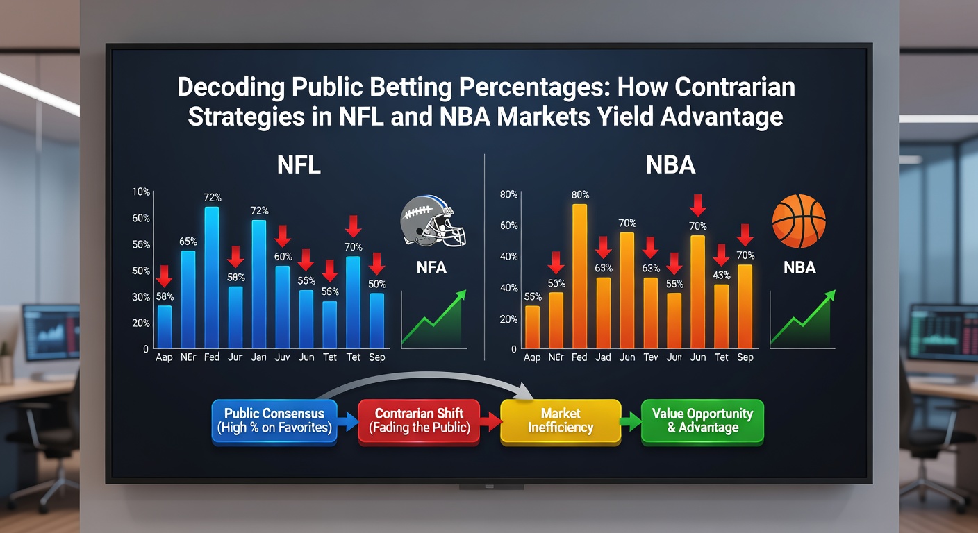 NBA game odds board displaying public betting splits and line movement trends