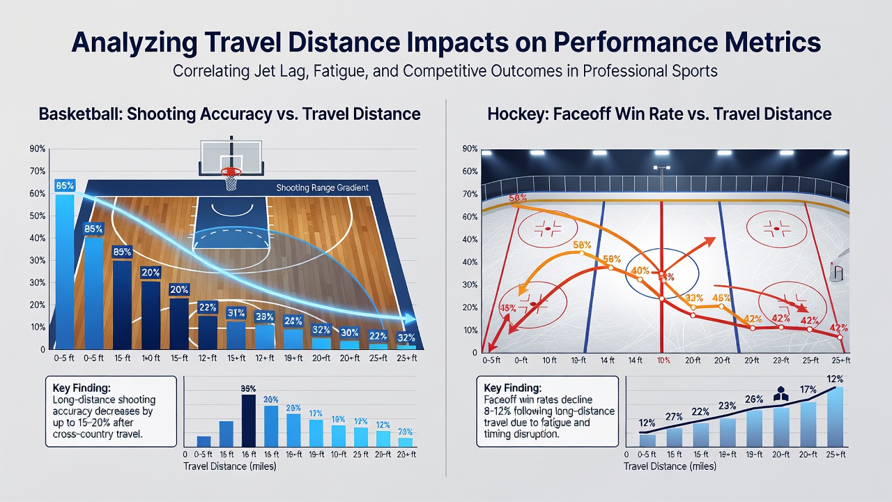 Visualization of combined travel impact data for NBA and NHL midweek parlay modeling