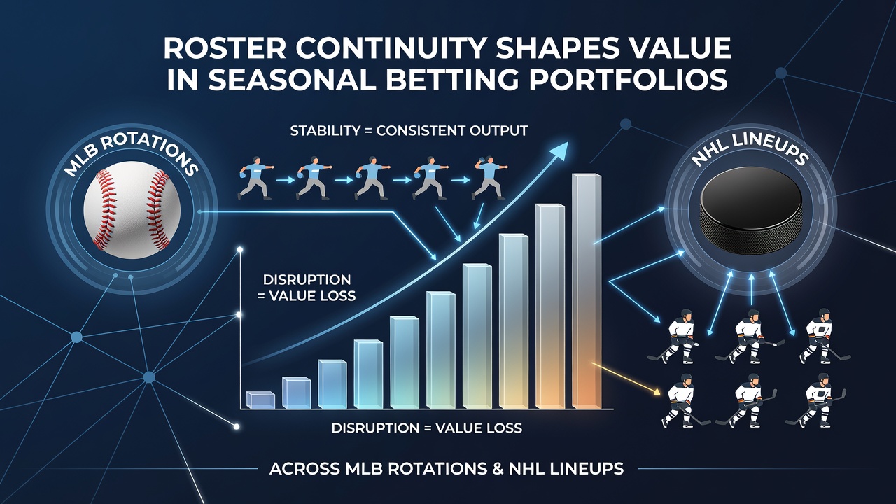 Detailed view of NHL lineup charts and MLB pitching rotation schedules used for betting analysis