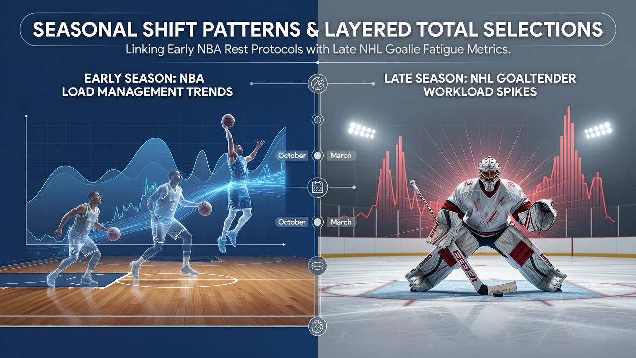 NBA players resting during early season games while NHL goalies show fatigue signs in late season action