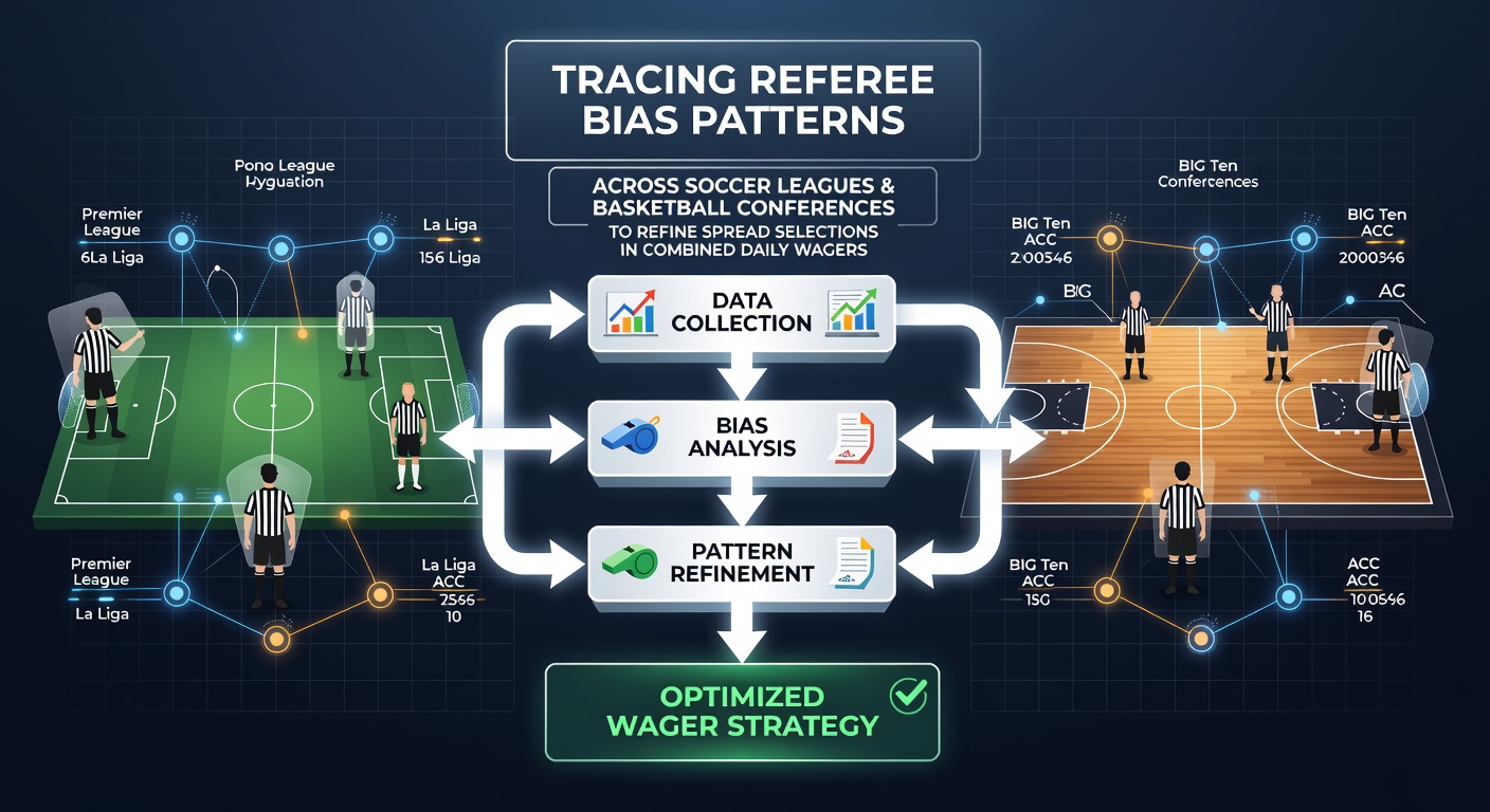 Referee decision analysis charts from major soccer leagues overlaid with spread movement data
