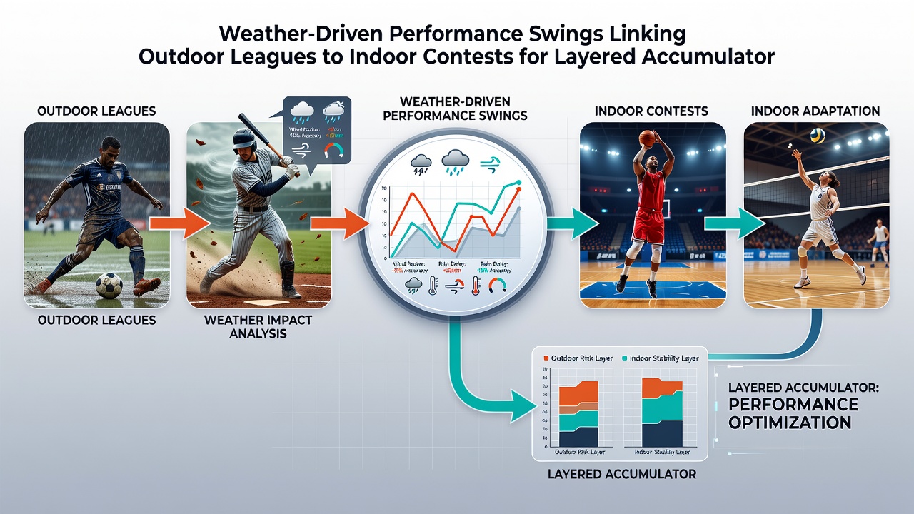 Data visualization showing weather impacts on sports betting accumulators across leagues